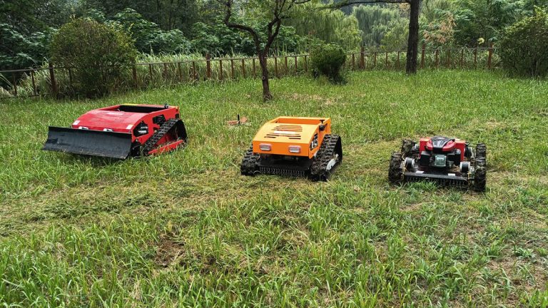 strong power petrol engine commercial tracked remote controlled mowing robot