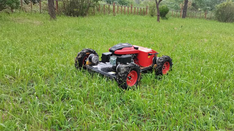 China made tracked robot mower low price for sale, Chinese best remote control bank mower