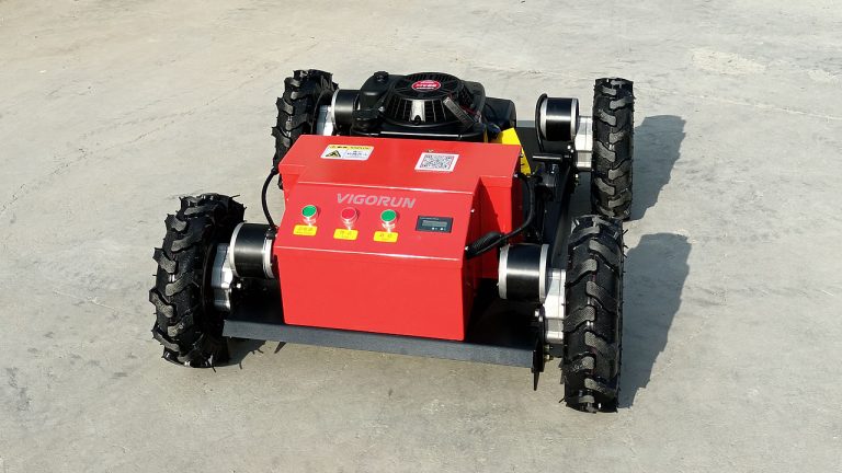 gasoline engine 500mm cutting width electric traction motor remote controlled mower with tracks