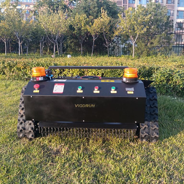 China remote controlled grass cutter low price for sale, best tracked radio-controlled lawn mower