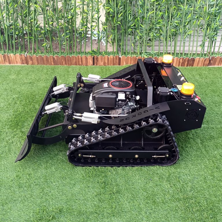 petrol electric motor driven adjustable mowing height wireless radio control mower