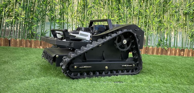 China made remote mower low price for sale, Chinese best radio-controlled lawn mower with tracks
