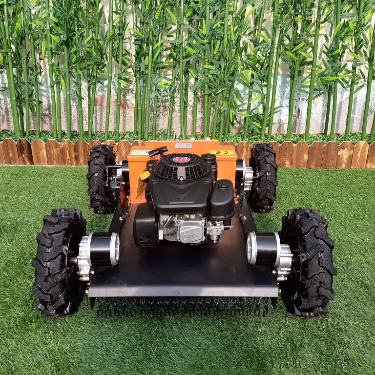 agricultural robotic gasoline electric motor driven remote control mower with tracks